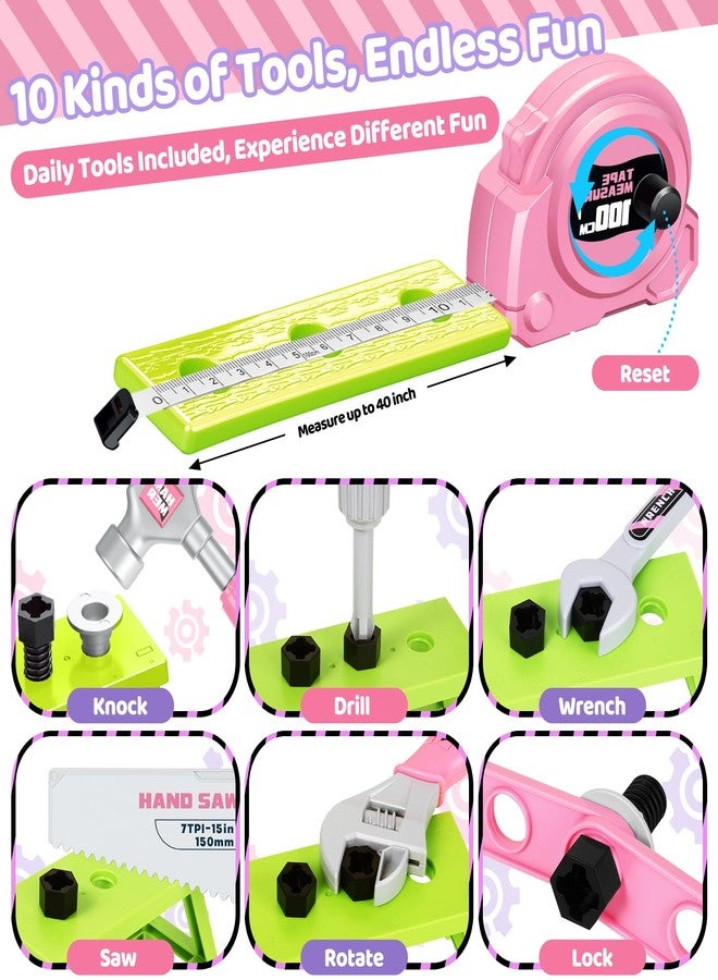 OCHIDO Kids Tool Set with Portable Tool Box & Electronic Toy Drill, Toddler Tool Set, Construction Tools for Kids Ages 3 4 5 6, 46 Pcs Tool kit for Christmas & Birthday Gifts for Girls - Image 5
